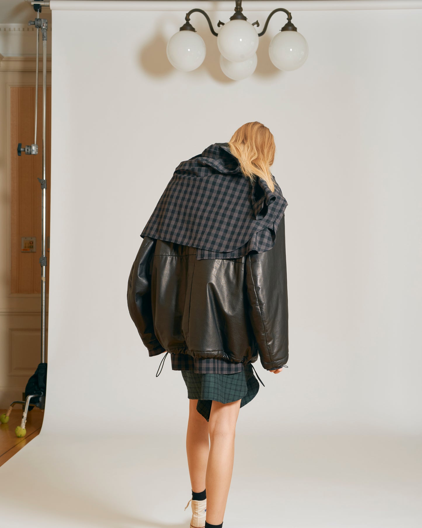Blanc YM(ブランワイエム)Silk Plaid Wide Shirts