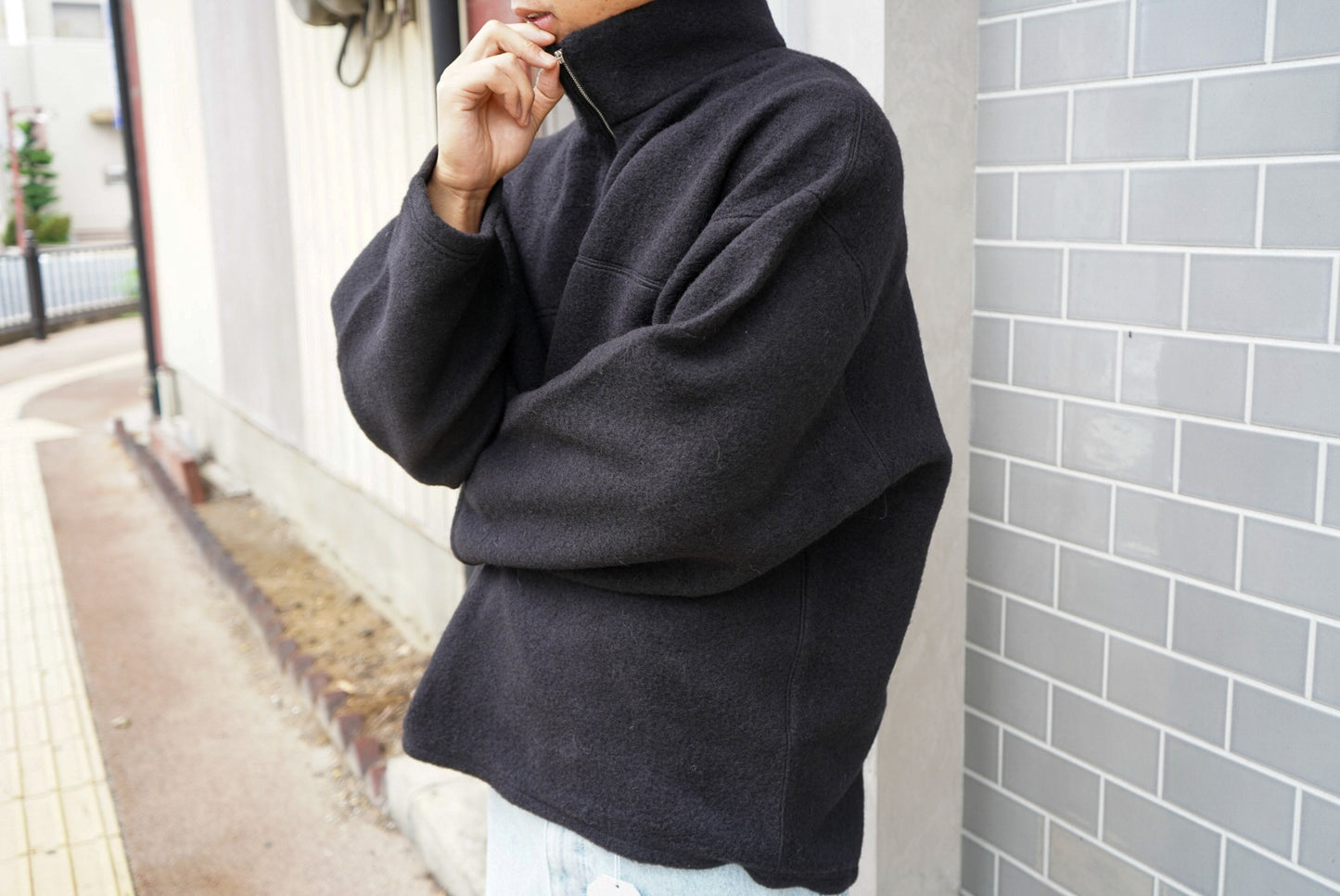 WOOL HARF ZIP PULLOVER