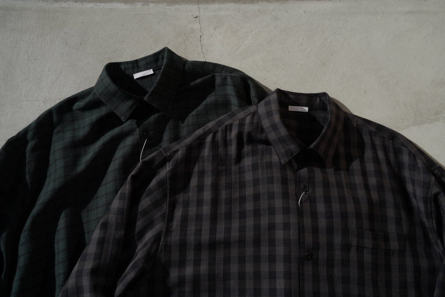 Blanc YM(ブランワイエム)Silk Plaid Wide Shirts